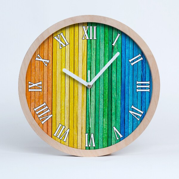 Horloge en bois Rayures colorées