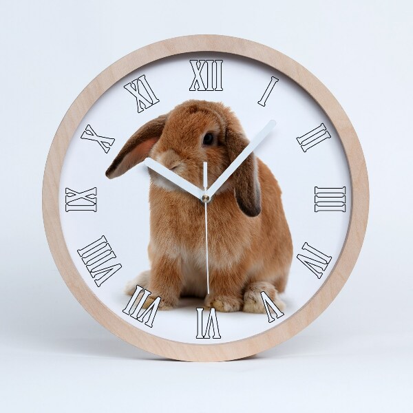 Horloge murale décorative bois Lapin rouge