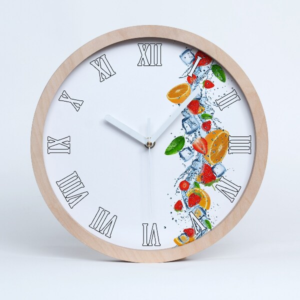 Horloge murale bois design Fruit avec glace