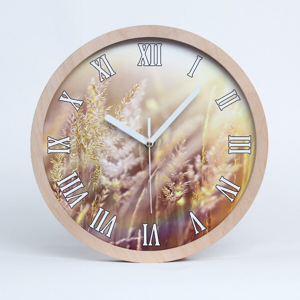 Horloge murale bois design Herbe haute