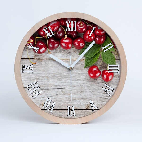 Horloge murale en bois Cerises sur bois