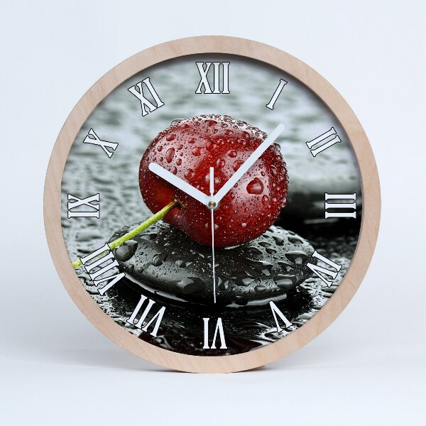 Horloge bois originale Cerise sous la pluie