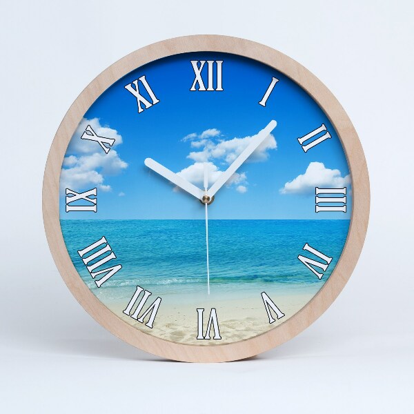 Horloge murale bois design Plage paradisiaque