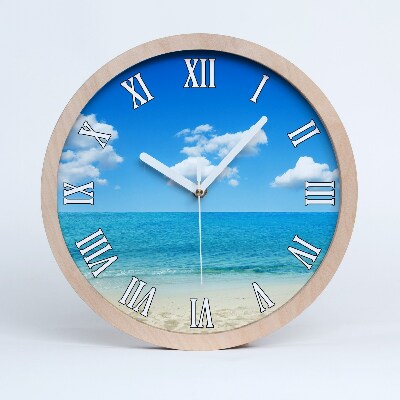 Horloge murale bois design Plage paradisiaque