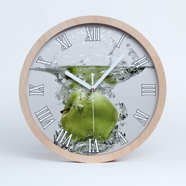 Horloge en bois murale Pomme sous l'eau