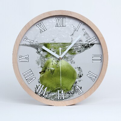 Horloge en bois murale Pomme sous l'eau