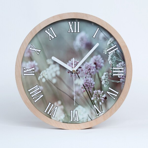 Horloge murale en bois Fleurs sauvages