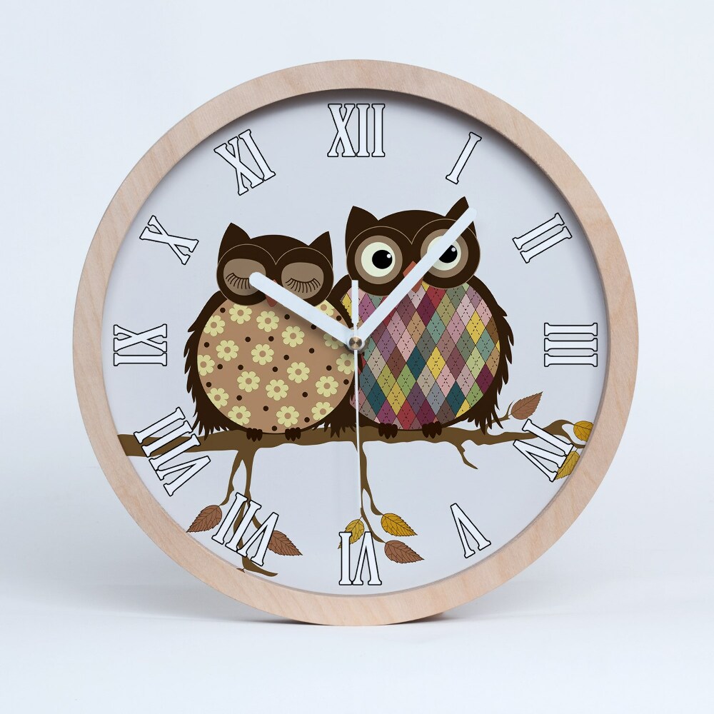 Horloge bois Deux hiboux sur une branche