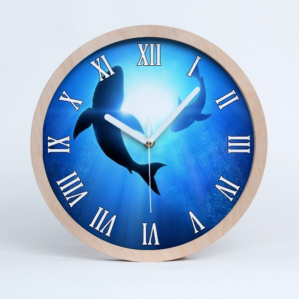 Horloge en bois Deux requins