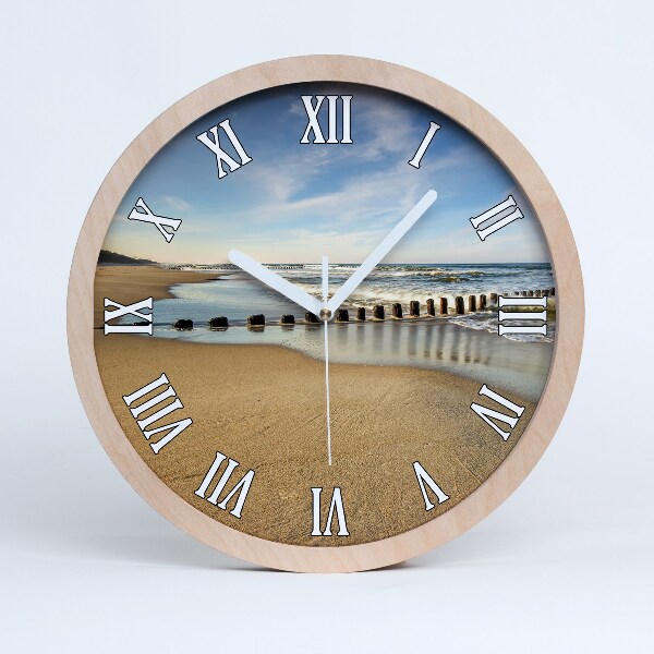 Horloge murale en bois Plage sur la mer Baltique