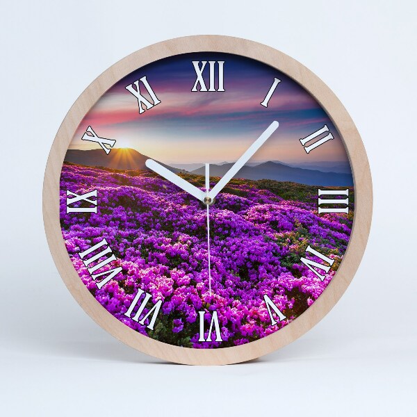 Horloge murale bois design Fleurs en montagne