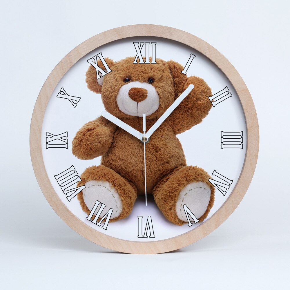 Horloge en bois murale Ours en peluche