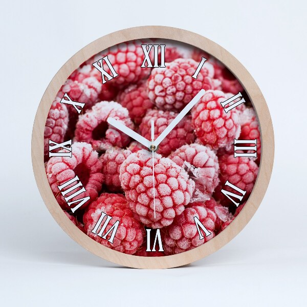 Horloge murale décorative bois Framboises gelées