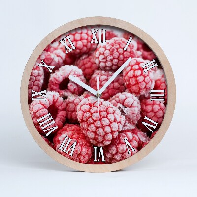 Horloge murale décorative bois Framboises gelées