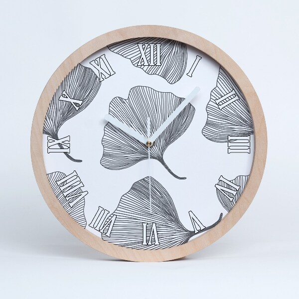 Horloge ronde en bois Ginkgo