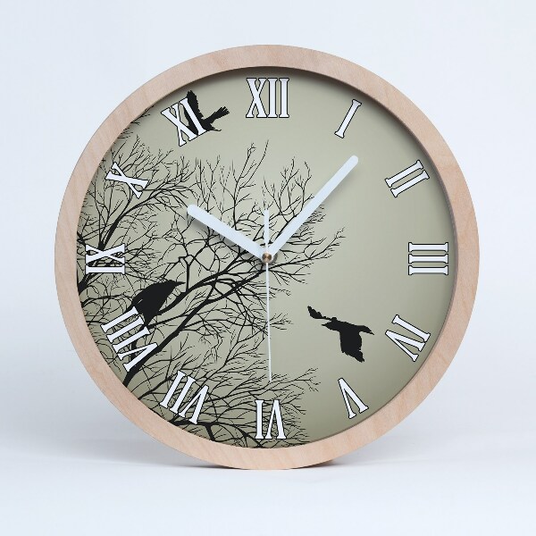 Horloge bois Corbeaux dans un arbre