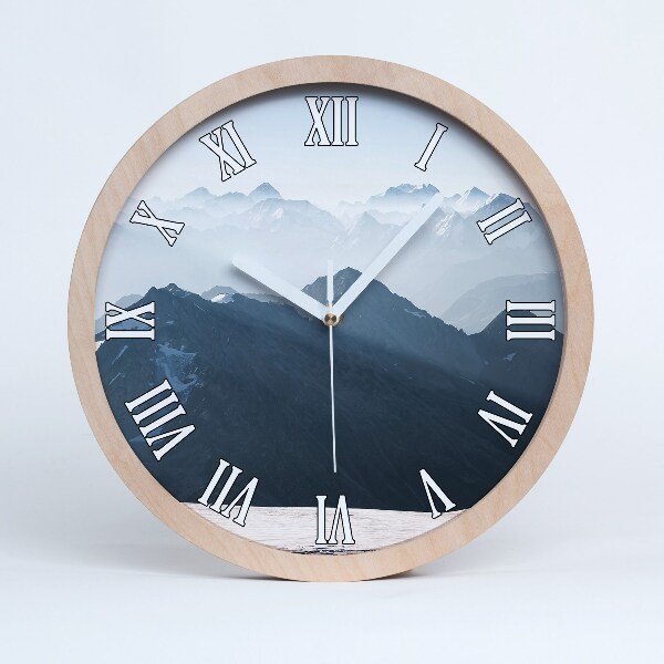 Horloge en bois murale Pics montagneux