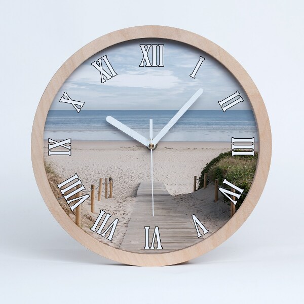 Horloge bois originale Chemin vers la plage