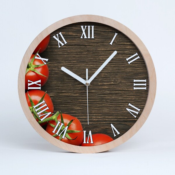 Horloge ronde en bois Tomates sur bois