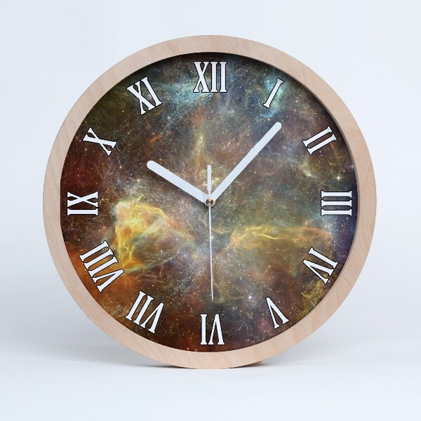 Horloge ronde en bois Cosmos