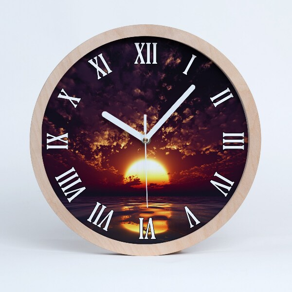 Horloge murale bois Coucher de soleil