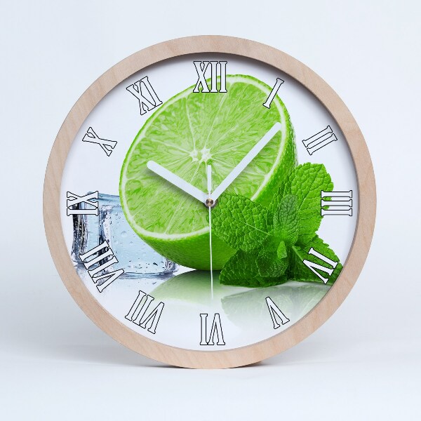 Horloge en bois Citron vert avec de la glace