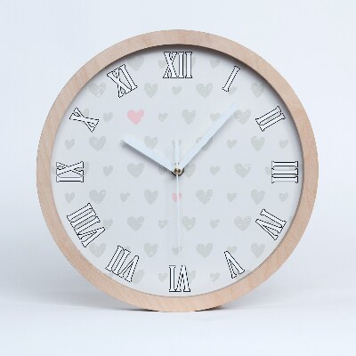 Horloge murale en bois Fond de cœurs