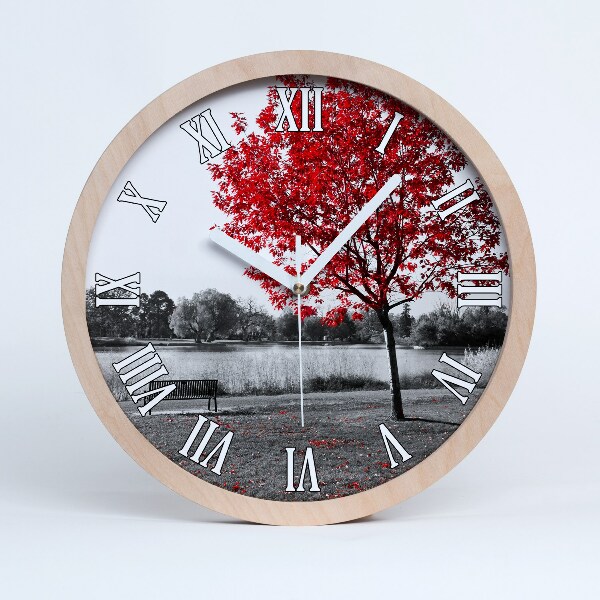 Horloge en bois à décorer Arbre rouge