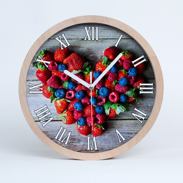 Horloge murale décorative bois Cœur en fruits