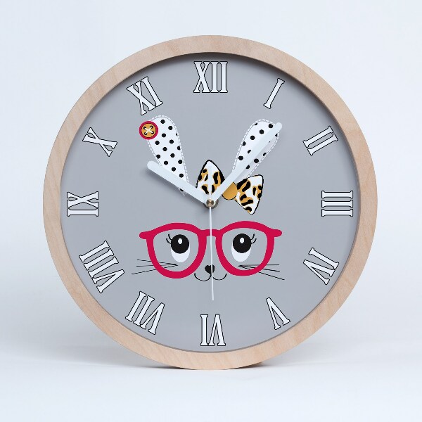 Horloge en bois à décorer Lapin avec des lunettes