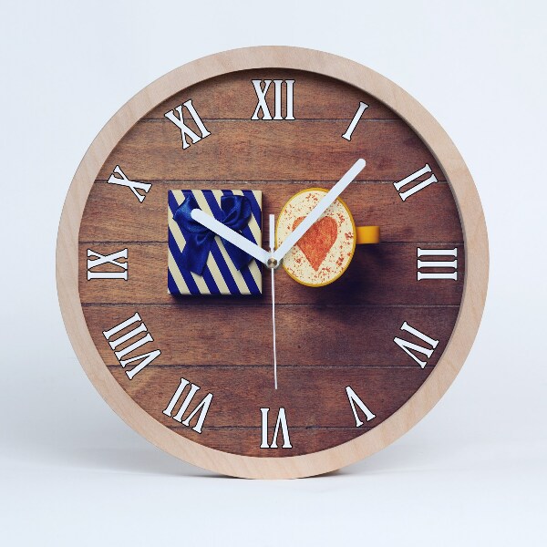 Horloge ronde en bois Café et cadeau