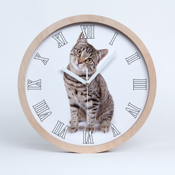 Horloge murale en bois Chat