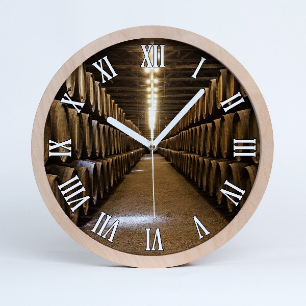 Horloge ronde en bois Vignoble au port