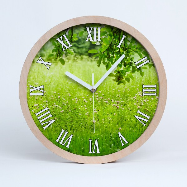 Horloge murale en bois Prairie verte