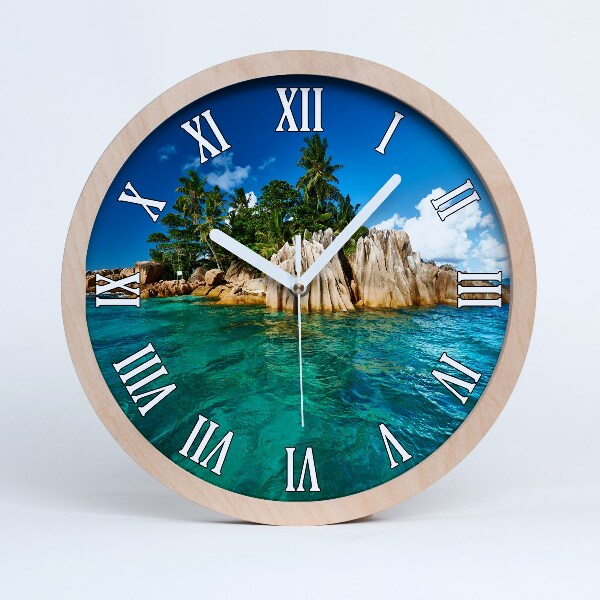 Horloge en bois murale Île tropicale