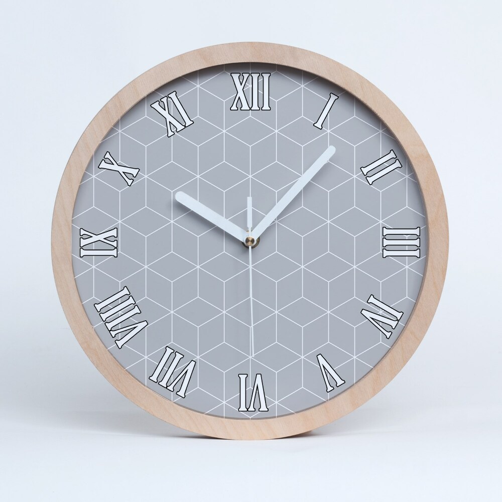 Horloge bois originale Fond géométrique