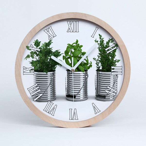 Horloge en bois à décorer Plantes aromatiques