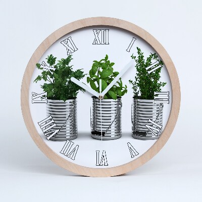 Horloge en bois à décorer Plantes aromatiques