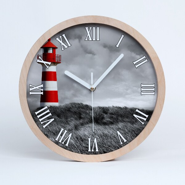 Horloge ronde en bois Phare