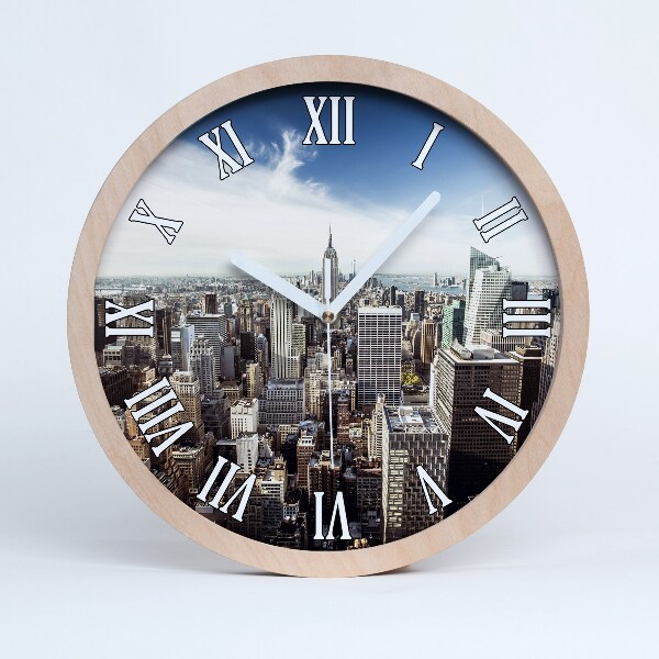 Horloge murale décorative bois New York