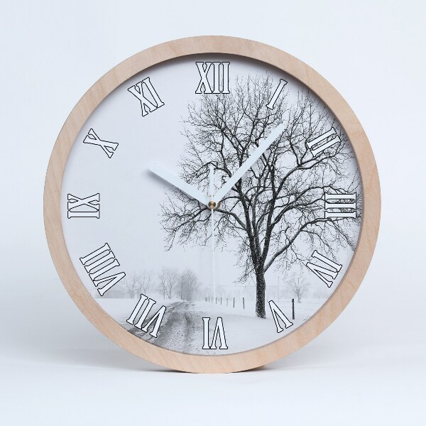 Horloge bois Arbre en hiver