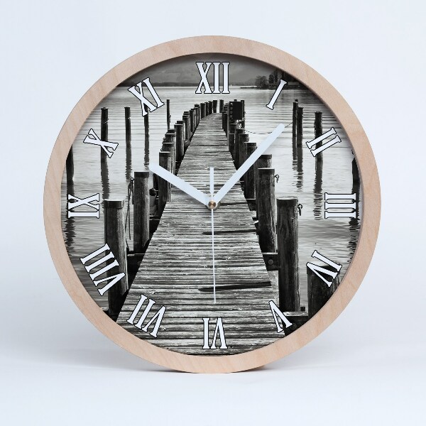 Horloge murale bois Jetée en bois