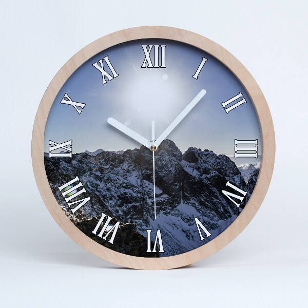 Horloge ronde en bois Hiver dans les Tatras