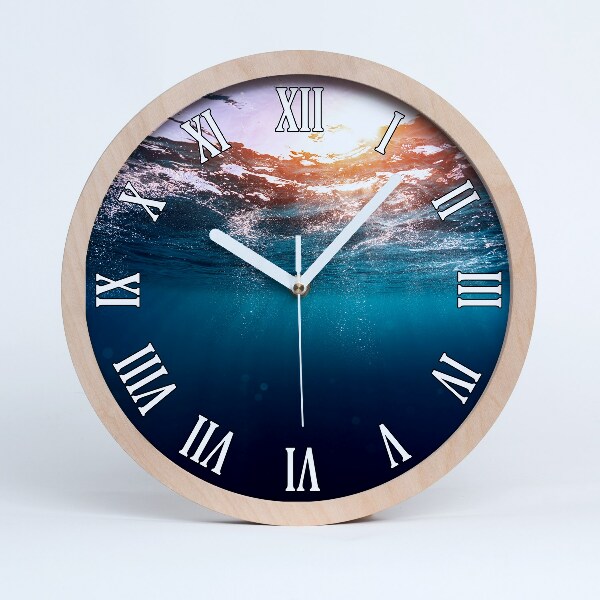 Horloge murale bois Monde sous-marin