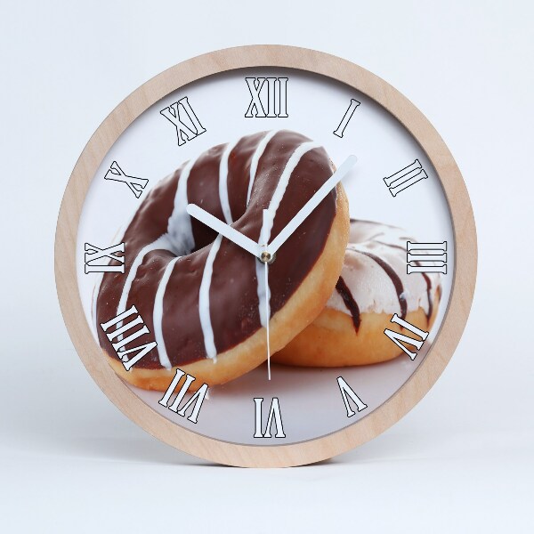 Horloge bois originale Donuts au chocolat