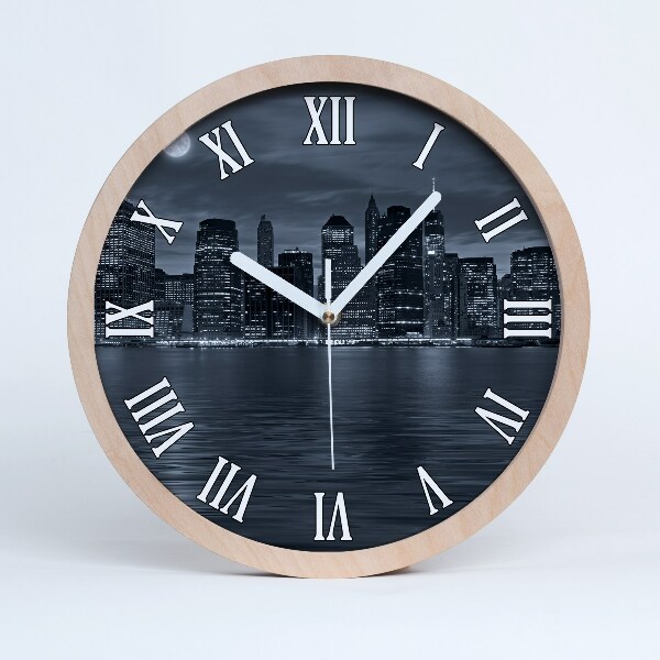 Horloge en bois New York la nuit