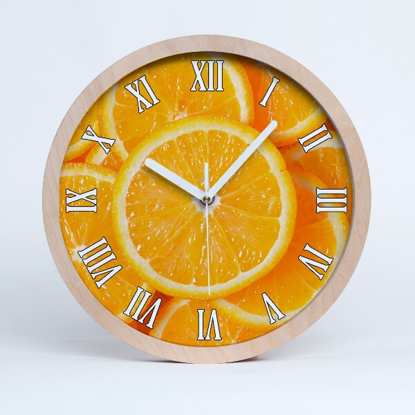 Horloge murale bois design Tranches d'orange