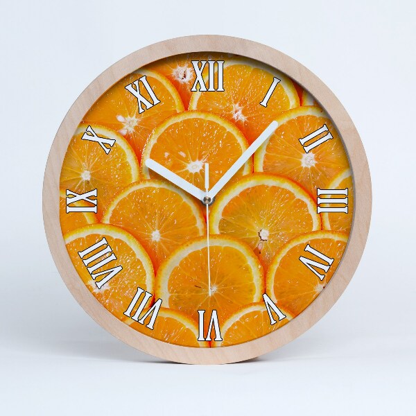 Horloge murale en bois Tranches d'orange