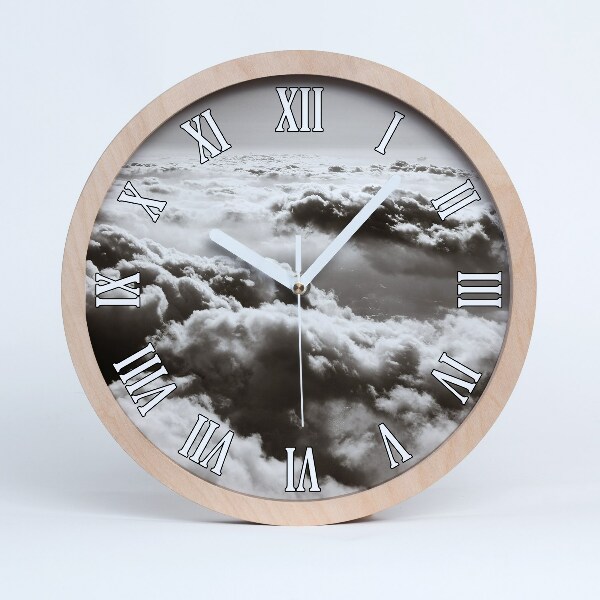 Horloge murale décorative bois Nuages vus du ciel