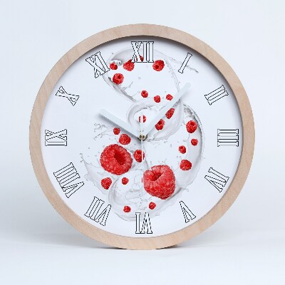 Horloge murale bois design Framboises au lait